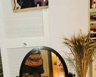 Dresser mirror and tapestry 