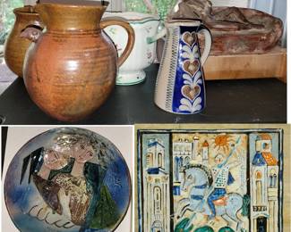 Unique pitchers, decorative pottery plate and plaque 