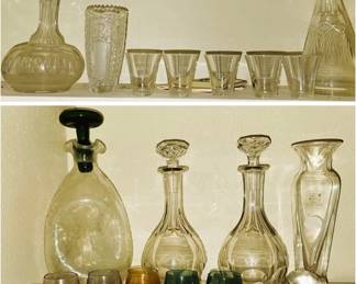 Glass decanters and shot glasses