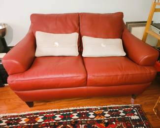 Zuri red leather loveseat