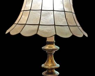 Brass Capiz Shell Shade Lamp
