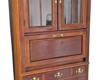 Solid Wood Curio Secretary Cabinet