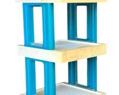Tall 7 Square Shelves Rolling Unit