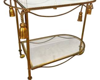 Brass Rope Glass Top Bar Cart