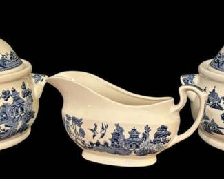 Churchill England Blue Willow Pots Boat