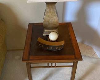 Side Table, Lamp, And Decor