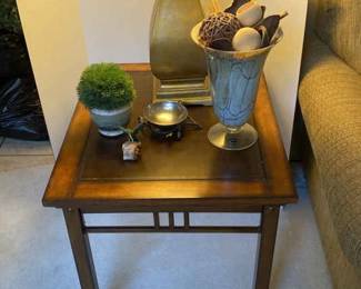 Side Table With Lamp And Some Really Neat Decor