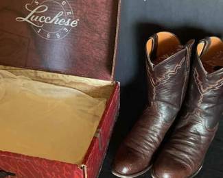 Mens Cowboy Boots Lucchese Made Of Lamb Ostrich