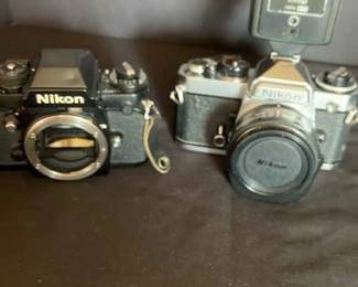 Two Professional Grade Vintage 35mm Nikon Cameras