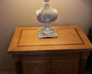 AvantGarde Art Deco Night Stand And Alibaster Table Lamp