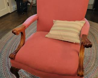 Upholstered armchair with clawfoot legs
