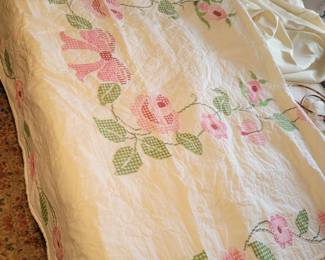 Cross stitched bedspread