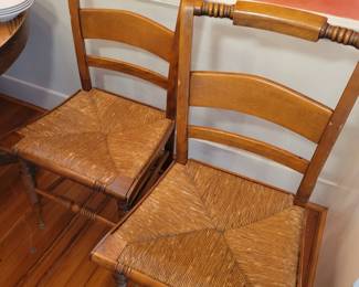 4 rush seat dining chairs