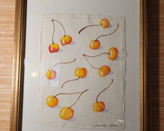 Yellow cherry watercolor