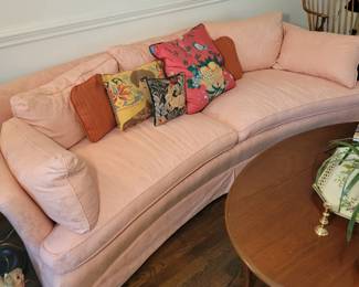Curved pink custom sofa