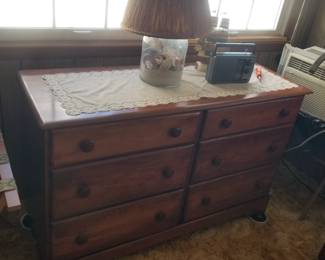 6-drawer cherry dresser by Kenlea Crafts of Kenbridge, VA . Shell table lamp