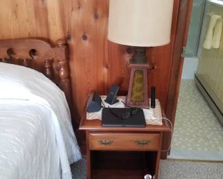Cherry nightstand by Kenlea Crafts of Kenbridge, VA; table lamp