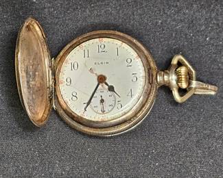 Vtg Sterling Silver Elgin Side Winder Pocket Watch