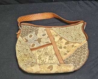 Fossil Canvas & Leather Patch Work Hobo Bag