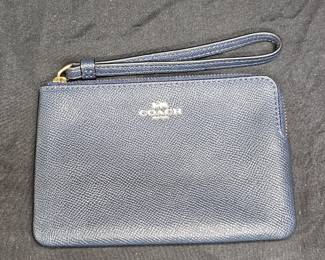 Cross Grain Leather Coach Corner Zip Wristlet