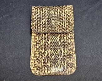 Python Skin and Brown Leather Glasses Case
