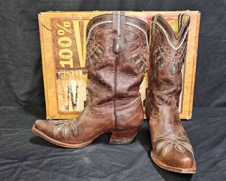 Tony Lama "Chocolate Rancho" Pull On Leather Boots
