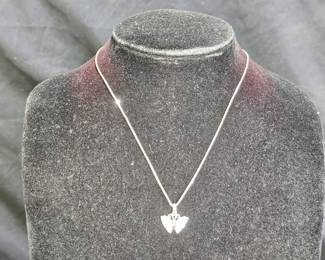 Sterling Silver Mother of Pearl Butterfly Necklace