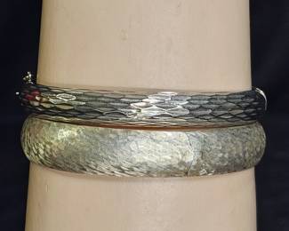 2 Sterling Silver Latching Bangle Bracelets