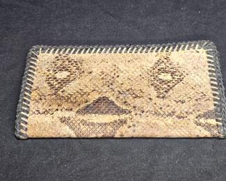 Handmade Python & Black Leather Folding Wallet