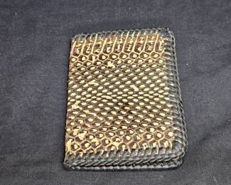 Python Snake Skin & Black Leather Bi-Fold Wallet