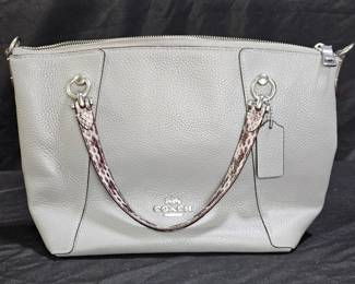 Gray Leather Coach Shoulder / Hand Bag
