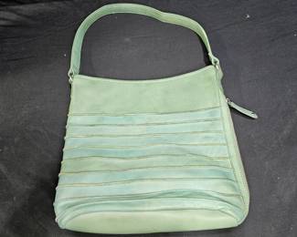 North Style Seamed Leather Green Tote Bag