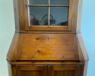 Unusual Early Pine 2 Pc. Corner Secretary Desk, All Dovetailed