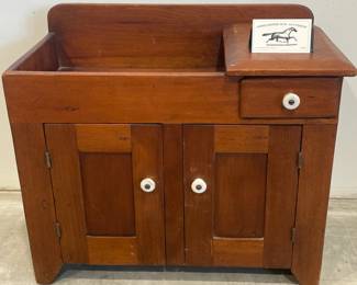 Vintage Child's Size Dry Sink with Porcelain Knobs