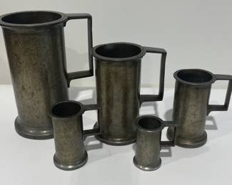 Set of 5 Early Pewter Measurers