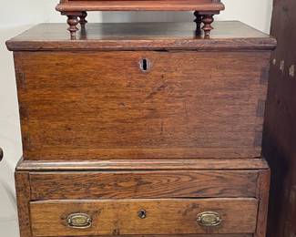 Rare 1700's Sugar Chest, Period Mini Chest with Ivory Inlay at Keyholes