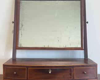 Period Federal Dresser Top Shaving Mirror with Ivory/Bone Inlay