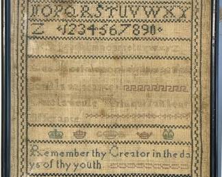 Dated 1812 Hand Stitched Sampler by Dorothy Hanson