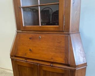 Unusual Early Pine 2 Pc. Corner Secretary Desk, All Dovetailed