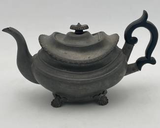 Early Pewter Boat Shaped Tea Pot
