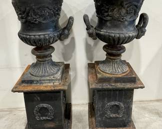 Pair Cast iron Garden Urns