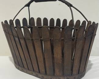 Shaker Wooden Basket with Wire Handle