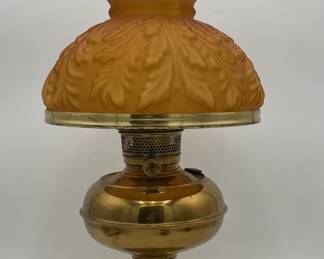 Blass Lamp with Amber Satin Leaf Pattern Shade