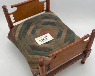 Rare Doll Size Birdseye Maple Rope Bed