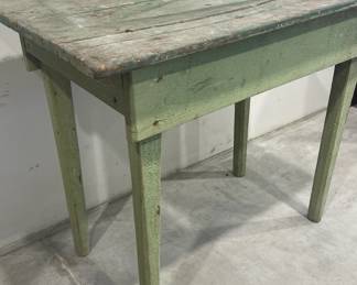 Primitive Tapered Leg Farm Table in Old Green Paint