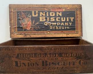Union Biscuit Advertising Wooden Box, St. Louis, MO
