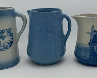 Blue & White Stoneware Pitchers