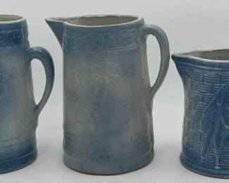 Blue & White Stoneware Pitchers