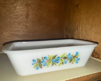 Vintage Glasbake blueberry loaf pan