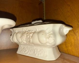 Vintage Sauce Warmer White Ceramic Electric Gravy Boat With Spoon Fruit Design